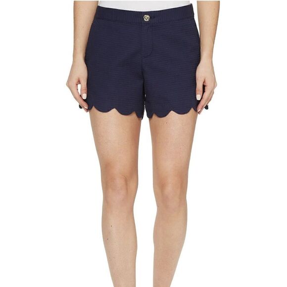 Lilly Pulitzer | Navy The Buttercup 5in Scalloped Shorts | 6 - Picture 1 of 8